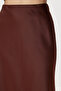 Lace Detailed Satin Midi Skirt Ldp0085 Brown - 3