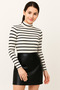 Women's Half Turtleneck Long Sleeve Ribbed Knit Corded Fabric Blouse - Novelle