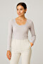 Women's Corded Fabric Havuz Yaka Ribbed Knit Gray Blouse – Novelle