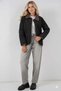 Women's Black Snap Closure Velvet Detailed Quilted Coat Hzl25W-Bd152261 - 2