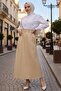 Benja Elastic Waist Gabardine Skirt 1405 - Stone - 2