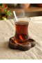 مجموعة من 6 قواعد أكواب شاي خشبية طبيعية على شكل زهرة - لون الجوز - 3