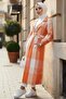 Nevin Double Pocket Double Breasted Collar Hijab Cardigan 405 - Orange - 4