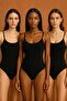 3 Pieces of Snap Fastener Badi Black Premium Cotton Stretch Fabric Bodysuit