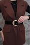 Suede/Gold Buckle Women's Belt Coat Belt - 3