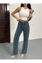 Women's High-Waisted Special Design Blue Wide-Leg Pants - 6