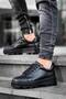 Kb056 Men's Casual Lace-Up Leather Sports Sneaker Shoes Cst - Black - 3