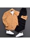 Ottoman Corded Fabric Regular Fit Men's Long Sleeve Shirt Pants T-Shirt Set of 3