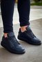 Kb047 Men's Casual Lace-Up Leather Sports Sneaker Shoes Cst - Black - 3