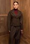 Balloon Collar, Stitched Drawstring Detail, Waist-Cinching, Single-Button Design, Lined, Cashmere Jacket Coat.