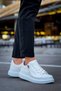 Kb309 Men's Casual Lace-Up Zippered Croco Patterned Leather Sports Sneaker Shoes Cbt - White - 4