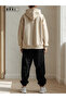 Unisex Beige Oversized Hoodie & Black Jogger Tracksuit Set - 2