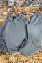 Men's Nardo Gray Oversized Roberto Reglan Sleeve Buttoned Sweat Baggy Tracksuit Bottom-Top Set - 4