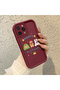 iPhone 15 Pro Compatible Christmas Festival Pattern Burgundy Silicone Anti Fall Case - 4