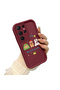 Samsung Galaxy S22 Ultra Compatible Christmas Festival Pattern Burgundy Silicone Anti-Fall Case - 2