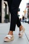 Women's Wedge Heel Cross-Strapped Slippers Straw Sole Functional Durable Quality Modern - 3