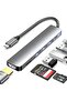 موزع USB-C متعدد الوظائف 7 في 1 متوافق مع أجهزة MacBook، يدعم الشحن السريع بقدرة 100 واط، مزود بـ 3 منافذ USB، قارئ بطاقات SD/Micro SD، لون فضي