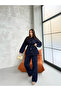 Waist Tie-Detail Denim Set with Oversized Jacket and Pants - 8