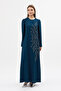 Lily Stone Embroidered Evening Dress - Petrol
