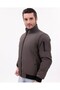 Men's Brown Transitional Coat – Mock Neck , Zippered, Lightweight Bomber Jacket - 3