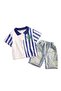 Boys’ Summer 2-Piece Set | 36-48 Months | White & Blue | Cotton | Polo Top &Shorts | Breathable