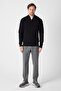 Monica Men's Black Thessaloniki Knitted Half Zip Mock Neck Regular Fit Sweater - 8