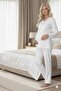 Women's Shawl Collar Lace Maternity Pajama Set with Dressing Gown, 3-Piece Pajama Set - 4