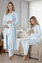 Women's Shawl Collar Lace Maternity Pajama Set with Dressing Gown, 3-Piece Pajama Set - 5