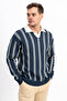 Polo Neck Striped Men's Knitwear Sweater