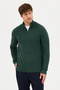 Monica Men's Emerald Thessaloniki Knitted Half Zip Mock Neck Regular Fit Sweater - 6