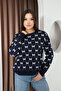 Round Crew Neck Bow Tie Bowknot Argyle Jacquard Long Sleeve Standard Fit Knitwear Sweater - 5