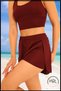 Women's Sports Shorts with Pockets, Boxer Elastic Laces, Side Slits, Diving Fabric, Burgundy - 6
