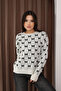 Round Crew Neck Bow Tie Bowknot Argyle Jacquard Long Sleeve Standard Fit Knitwear Sweater - 4
