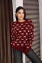 Round Crew Neck Bow Tie Bowknot Argyle Jacquard Long Sleeve Standard Fit Knitwear Sweater - 5