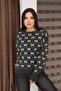 Round Crew Neck Bow Tie Bowknot Argyle Jacquard Long Sleeve Standard Fit Knitwear Sweater - 4