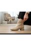 Gold Buckle Detail Pointed Toe Short Heel Women's Stylish Boots