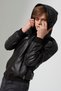 Hooded Zippered Knitwear Genuine Leather - 3