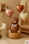 Retro Bear and 3 Retro Cream Caramel Chocolate Heart Foil Balloon Concept