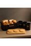 Modern Black Kitchen Canister Set – Coffee Tea Sugar Containers with Bread Box - 4