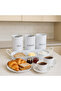 Coffee Tea Sugar Canister Set with Tray White Metal Kitchen Storage with Lids - 3