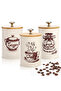 Coffee Tea Sugar Canister Set – Metal Kitchen Storage Containers with Wooden Lids and Metal Knobs - 6