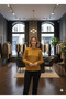 Women's Mustard Knitwear Sweater |   Crew Neck Knitted Patterned Long Sleeve Tunic Blouse - 3