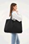 Black 3-Button Large Canvas Bag