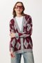 Baklava Patterned Fuzzy and Wool Effect Knitwear Cardigan Lxa0029 Gray Burgundy - 3