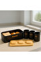 Modern Black Kitchen Canister Set – Coffee Tea Sugar Containers with Bread Box - 5