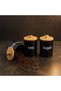 Metal Coffee Tea Sugar Canister Set – Metal Body with Wooden Lid & Metal Handle - 3