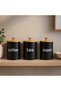 Metal Coffee Tea Sugar Canister Set – Metal Body with Wooden Lid & Metal Handle - 7