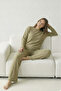 Thick Winter Interlock Striped Long Sleeve Knit Pajama Set - 4
