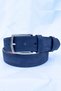 Nubuck Leather Men's Belt 4 cm Dark Navy Blue Denim Fabric Sports Belt - 2