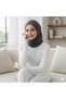 White Finger Detail Slim Fit Cotton Fabric Hijab Blouse Hzlrbndet05Tesbluz